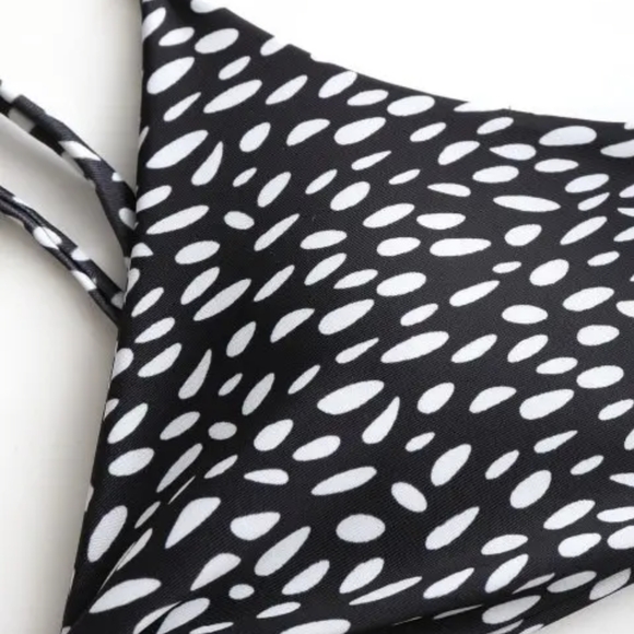 NWT Spotted Twist Front String Bikini Set - Black (S) - Cheeky Bottoms - Picture 4 of 5